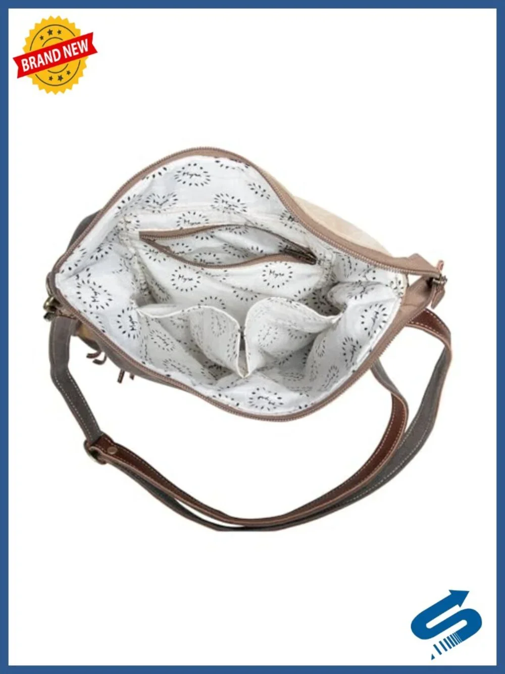 Crossbody Bag for Women Upcycled Rug Leather Patchwork Print Sling Bag